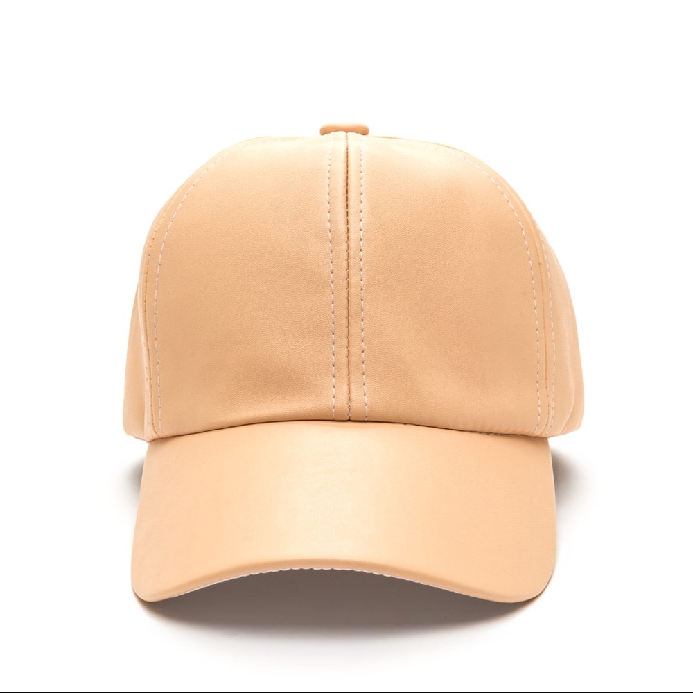 Nude Faux Leather Baseball Hat 🤎